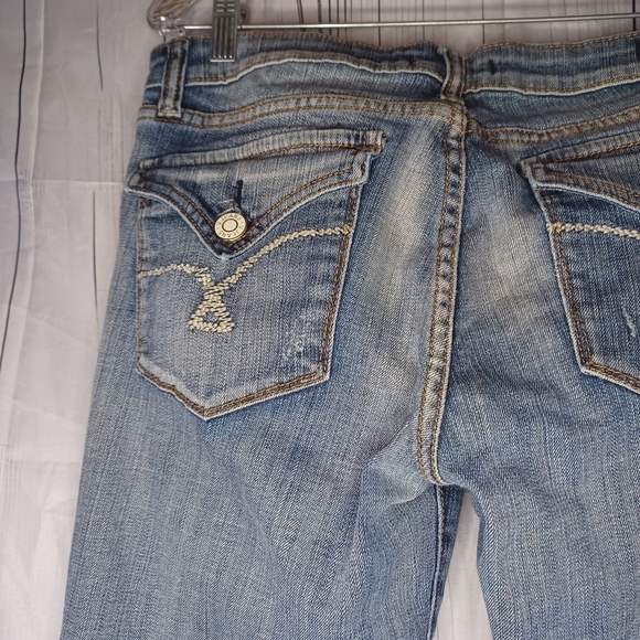 Vigoss Lightly Distressed Boot Cut Blue Denim Jeans - Picture 13 of 16